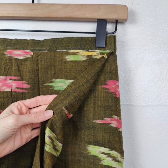 Vintage Unbranded Skirt Size XS Olive Green Tribal Geometric Southwestern Print - Picture 3 of 5